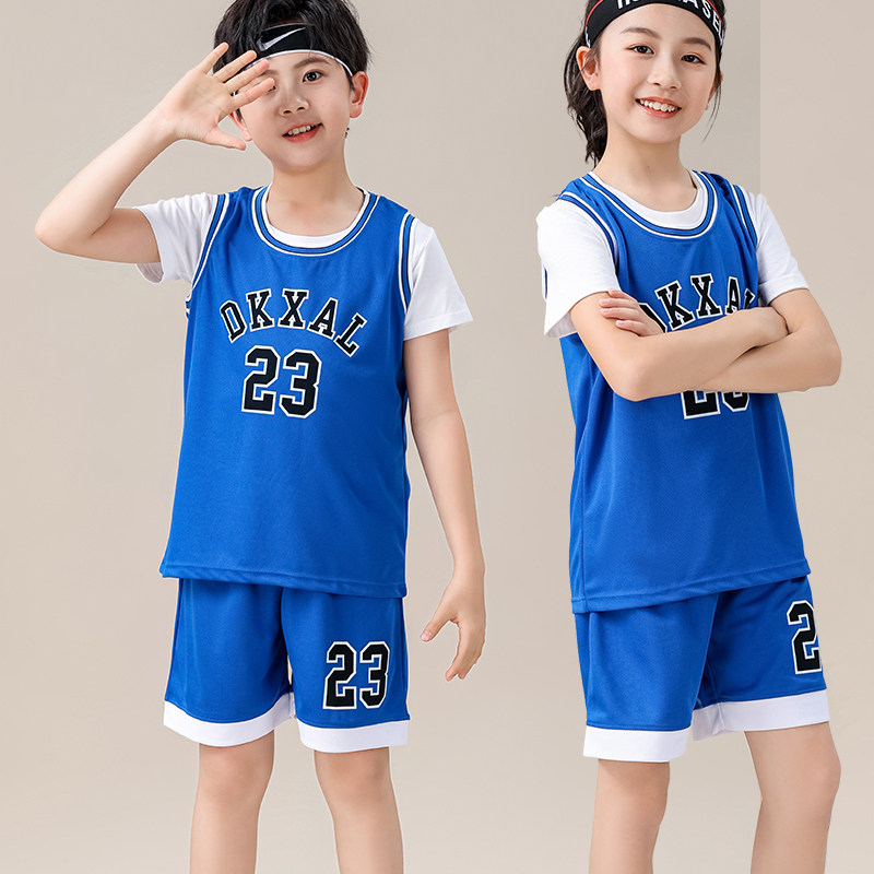 儿童装男童女童夏装套装夏季篮球服夏款运动背心中大童速干休闲