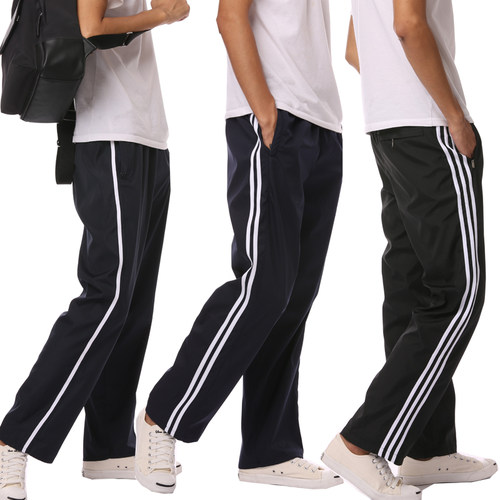 校服裤子杠条直筒宽松运动裤校裤