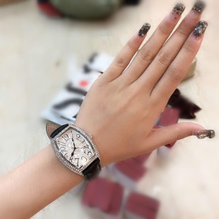 法兰克手表男女士机械表酒桶型形穆勒满钻满天星情侣一对石英表