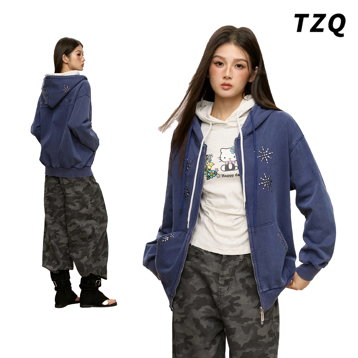 美式复古刺绣开衫女2025冬季新款