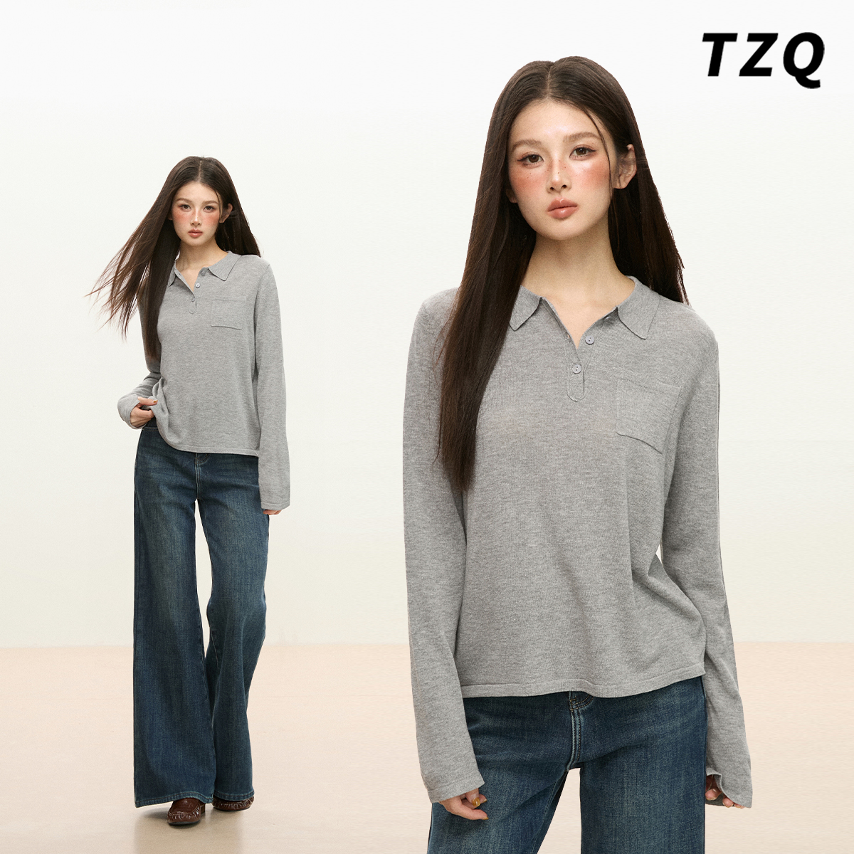 polo领气质简约休闲正肩T恤上衣