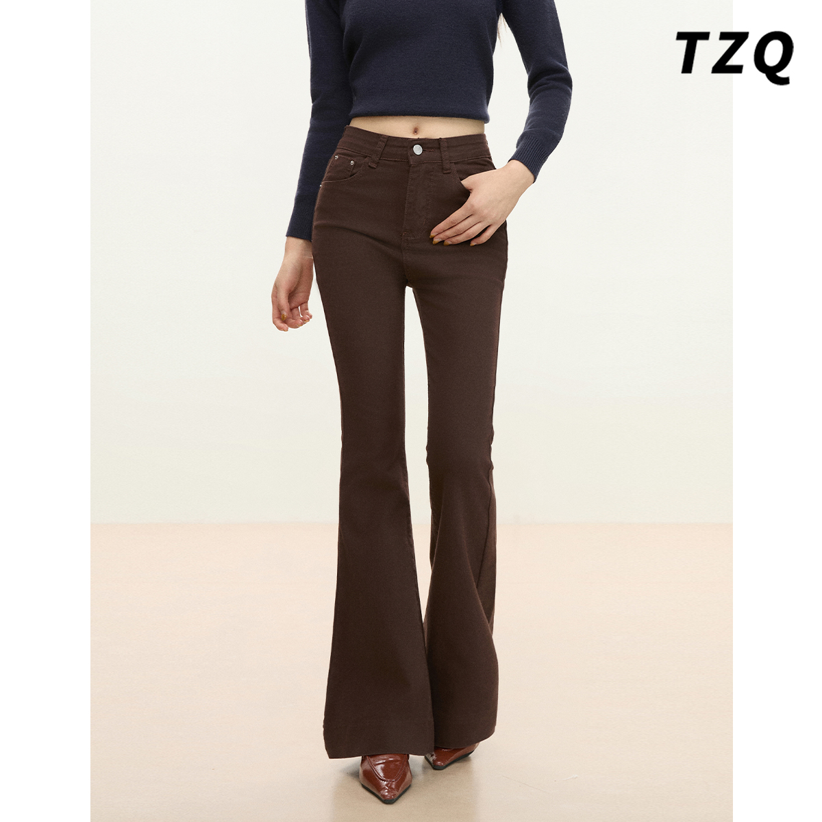 小个子美拉德九分微喇牛仔裤女