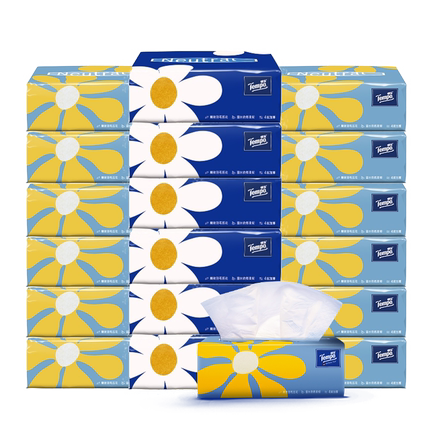 Tempo得宝Mini系列无香抽纸4层加厚80抽18包餐巾纸家庭囤货装家用