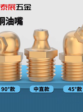 黄铜直油嘴公制英美制油嘴原GB1152弯油嘴尺轮链条M6-M18润滑油嘴