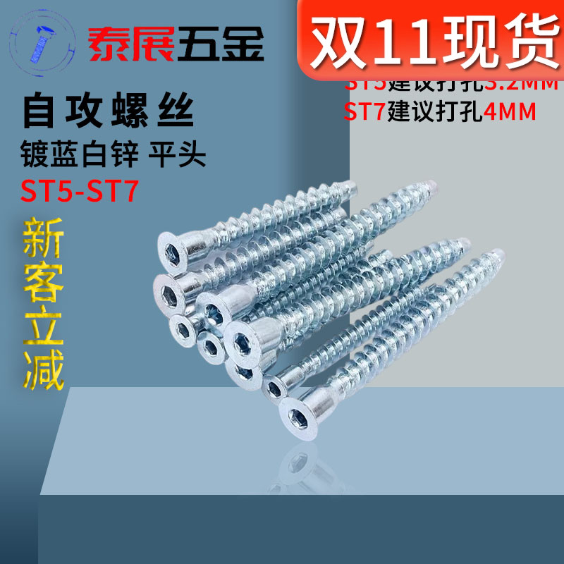 泰展镀锌平头内六角自攻螺丝