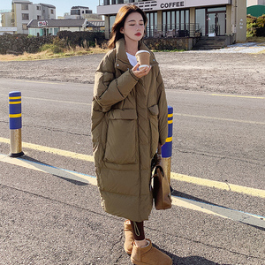 2025冬数据好现货韩系宽松长款双色羽绒服 #3155--P295-K438，女装羽绒服，唛多