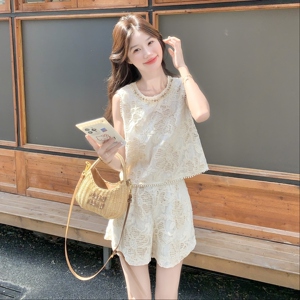 2026夏季现货设计感法式背心+短裤蕾丝套装#25162 -P175K258图片 2026夏季现货设计感法式背心+短裤蕾丝套装#25162 -P175K258图片