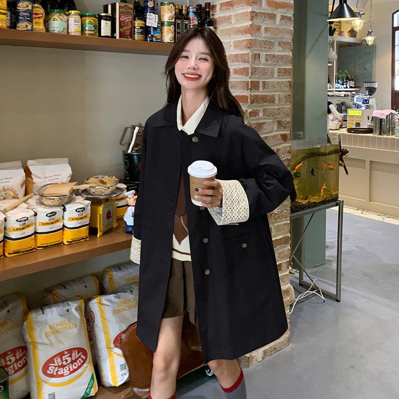 气质英伦风卡其色风衣外套女早春秋2025新款慵懒风百搭中长款大衣，女装风衣，唛多