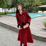 2025冬季时尚套装配领结可拆卸2色入#1013-P165-K238，女装套装/套裙，唛多