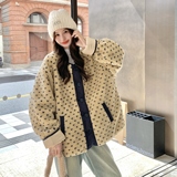 2025冬季新款现货~点点羊羔毛两面穿棉衣#25179-p185-K278，女装皮草，唛多