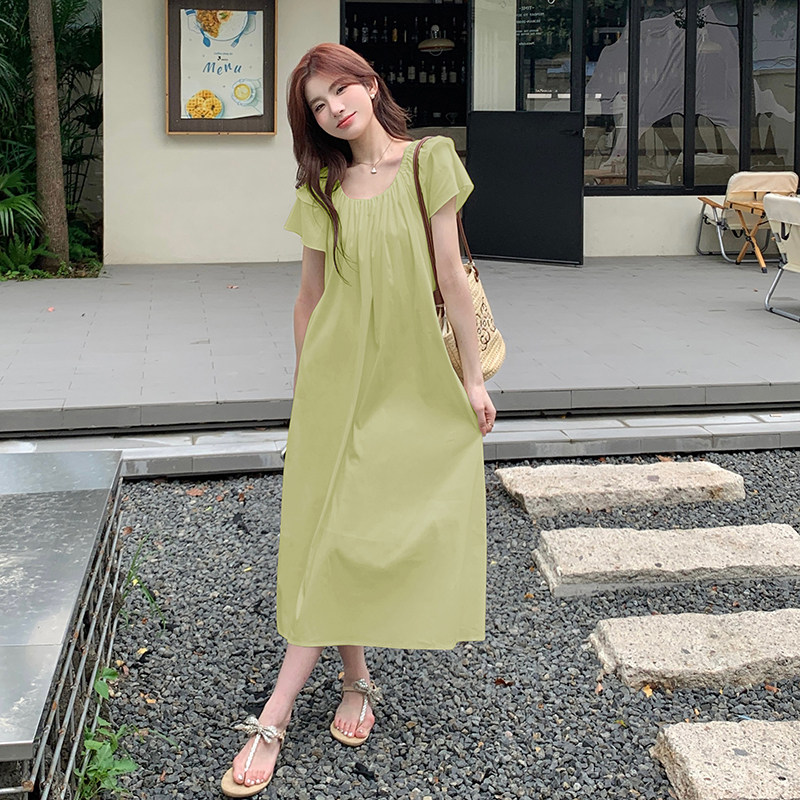 2026年夏季现货清新显瘦百搭连衣长裙2色入#3098-P105-K158,女装连衣裙,唛多
