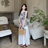 民族风碎花无袖衬衫阔腿裤套装女夏巨好看又a又飒两件套度假风，商品下架区，唛多