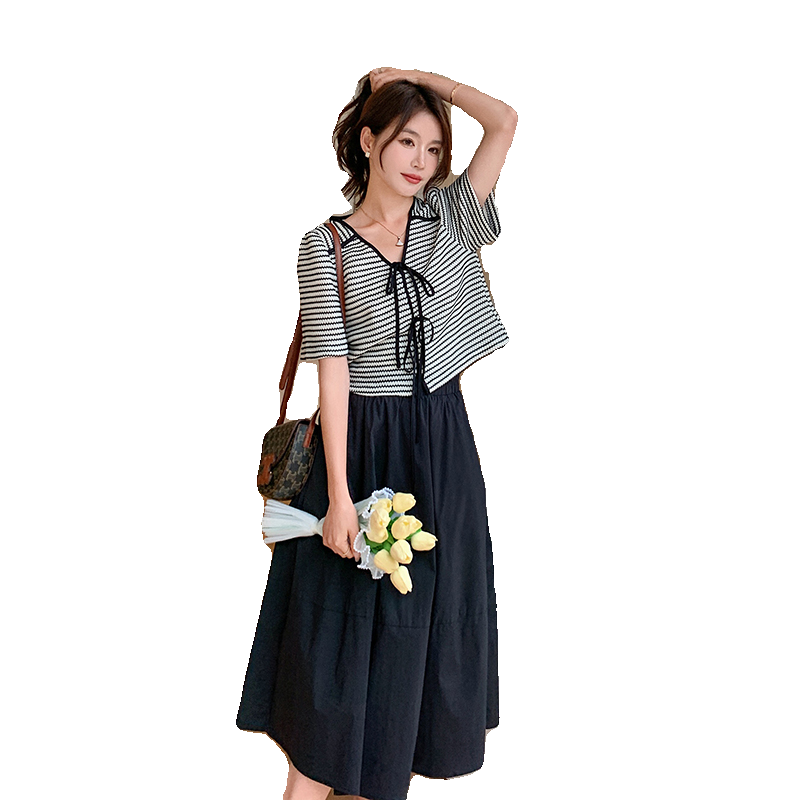 现货，退货率低夏装时尚套装条纹上衣+半身裙#3072-P115-K168,女装套装/套裙,唛多