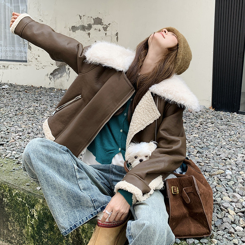 冬季现货主推短款皮毛一体数据好短外套2色入#1137-P185-k278,女装皮草,唛多