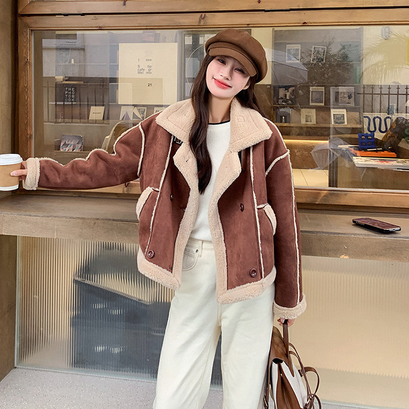 2025冬季新款现货加厚麂皮绒皮毛一体2色入#3129-P170-K258,女装皮草,唛多