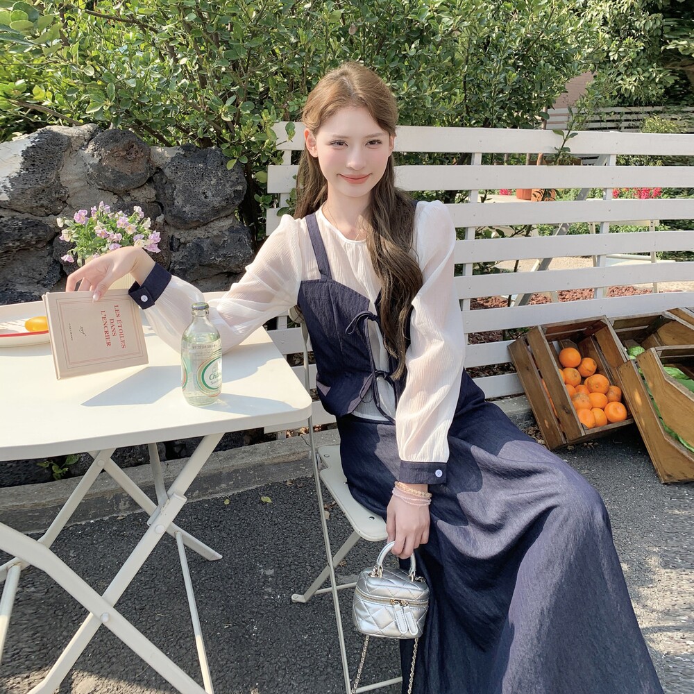 轻薄假两件上衣半身裙女夏2025新款ootd穿搭小众不撞款，女装连衣裙，唛多