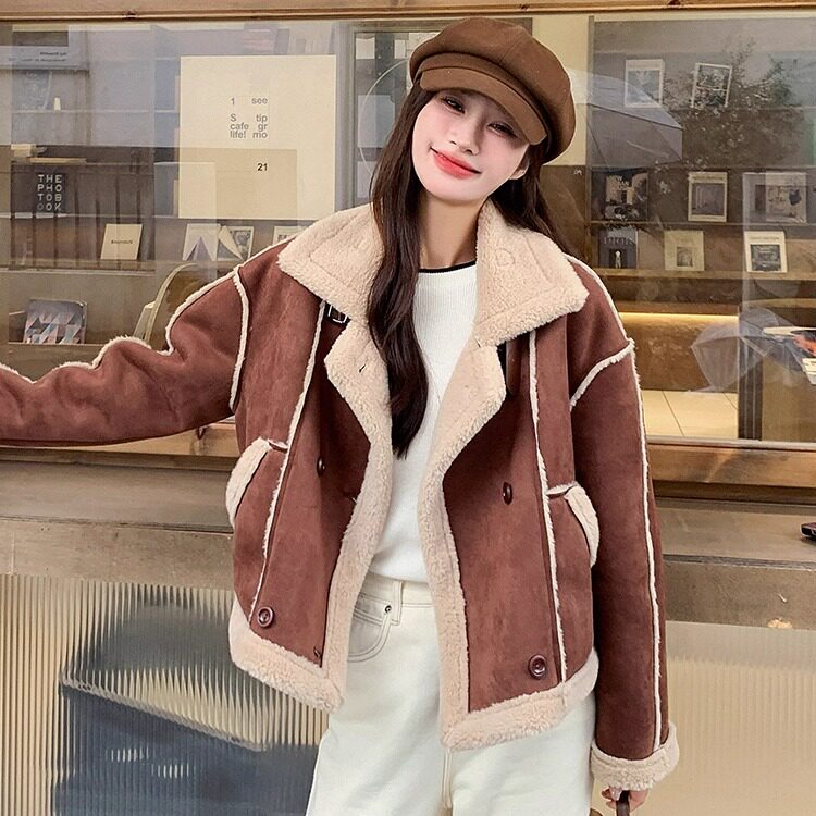 2025冬季新款现货加厚麂皮绒皮毛一体2色入#3129-P170-K258,女装皮草,唛多