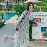 2024春夏新款法式蝴蝶长款连衣裙2色入#1032-P125-k178，女装连衣裙，唛多