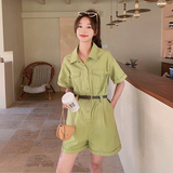 2025夏季大货大货绿色工装收腰连体裤配套带#3080-P115-K168，女装连衣裙，唛多