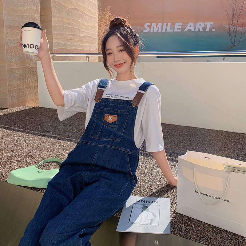 2026年现货简约风深蓝牛仔背带裤套装#3016-P105/135-K158/198，女装牛仔裤，唛多