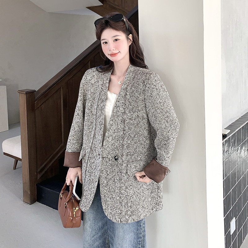 2026年春款现货百搭设计感酷飒宽松西装外套#2511-P165-K248，女装西装，唛多