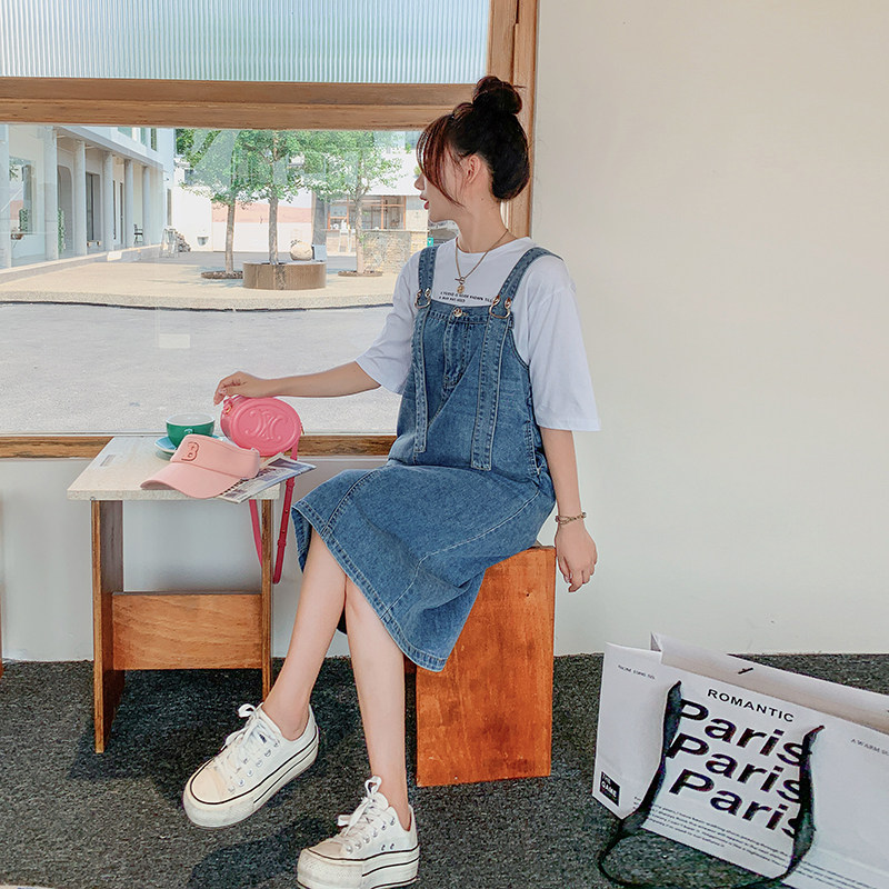 2024夏季牛仔马蹄扣背带裙套装裙#2287--P95/125--K148/188，女装连衣裙，唛多