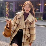 2025冬款现货格子毛呢外套配针织领#3128-P165-K248，女装毛呢外套，唛多