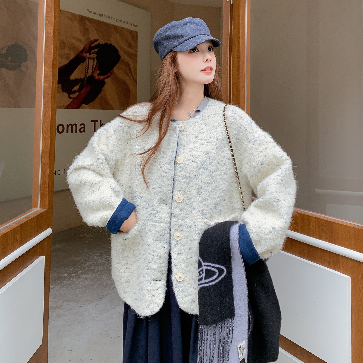 2025冬季新款现货数据好简约减龄百搭时髦外套#25187-P175-K258，女装毛呢外套，唛多