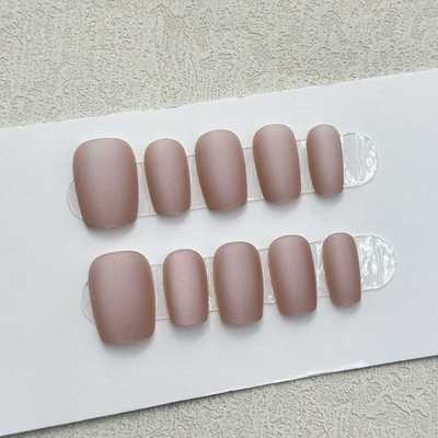 裸色高贵丝绒短款成品美甲贴片