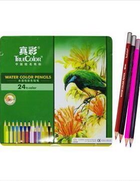 真彩4576六角水溶性彩色铅笔 12 24 36色铁盒装水溶彩铅