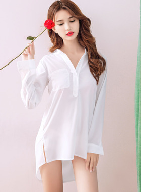 设计感百搭雪纺气质衬衫女春秋大码胖妹妹mmv领宽松显瘦别致上衣