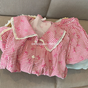 红格子睡衣女款春秋夏季云朵棉长袖长裤两件套少女甜美薄款家居服