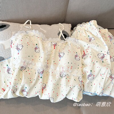 KT猫女云朵棉带胸垫睡衣性感