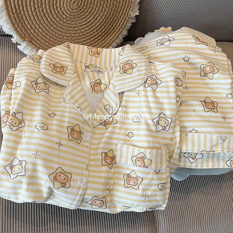 轻松熊女德绒卡通睡衣可爱