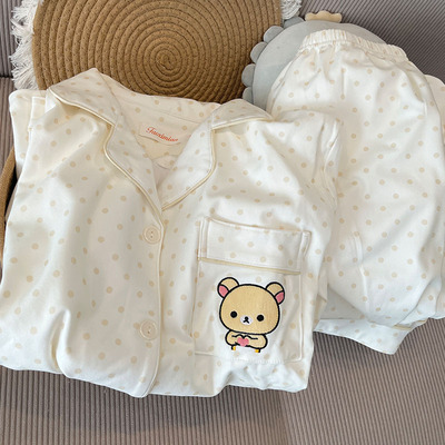 小熊女德绒卡通睡衣开衫