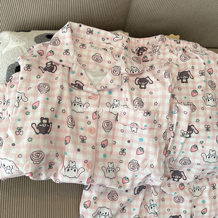 甜点兔睡衣女款春秋冬季磨毛德绒加厚长袖套装卡通可爱少女家居服