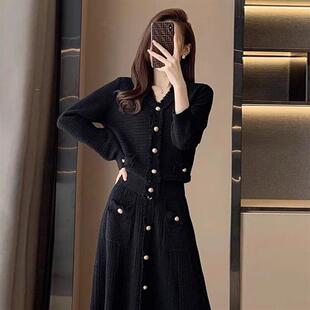 春装女款2026年新款减龄黑色连衣裙子开春穿搭套装搭配一整套时尚