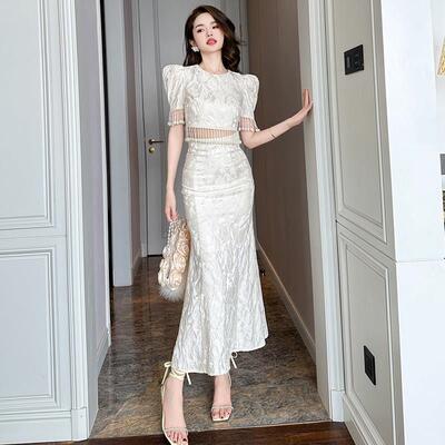 夏天穿搭一整套小香风连衣裙女小众高级感气质今年流行两件套裙子