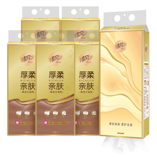 清风厚柔系列4层320抽6包悬挂式抽纸