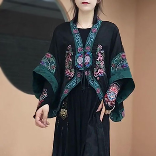 春季新款新中式蝙蝠袖披肩外套女