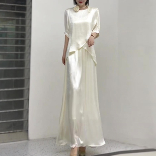 夏季新款时尚气质休闲衬衫半身裙长裙高级感小众设计感两件套装女
