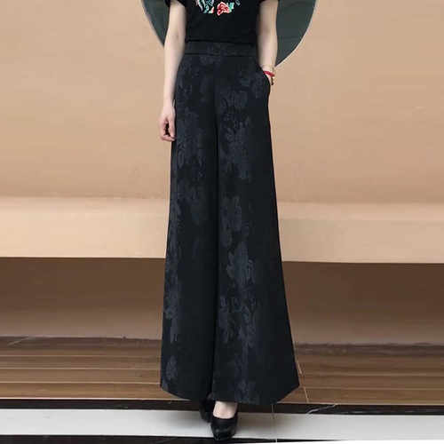 夏季新中式直筒裤阔腿裤长裤子女