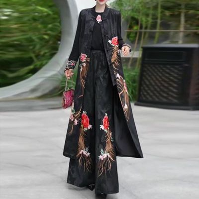 秋季新中式长款马夹刺绣马甲女