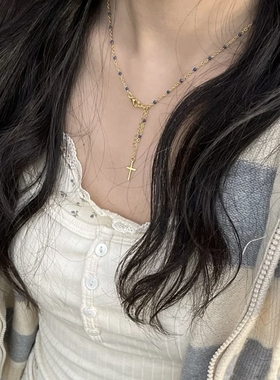 bm项链珠流苏小号十字架