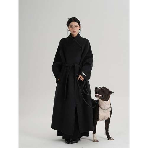 SRYS AME气质高级感中长款斜扣领羊毛大衣呢子毛呢外套秋冬装女装