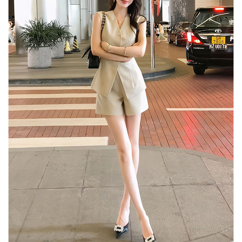 韩版高端奢华气质小香风套装女2025夏季新款卡西装马甲短裤套装潮