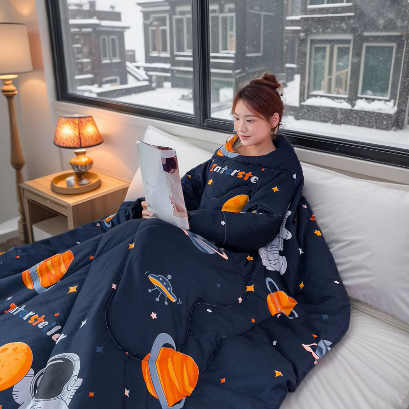 冬天多功能一体式可穿带袖子的懒人被子单人二合一车载抱枕被午睡