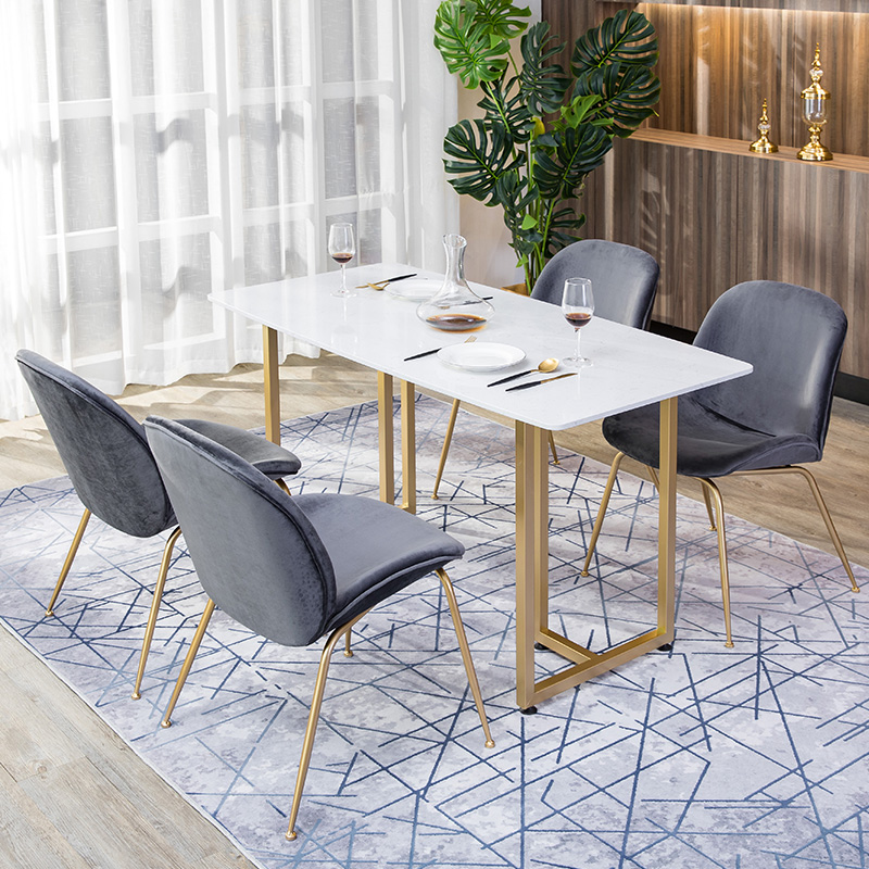 北欧风大理石餐桌椅组合轻奢现代简约小户型长方形ins风4/6人桌子