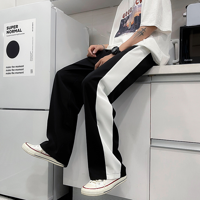 A334-K06-40夏季新款冰丝免烫青少年ins百搭休闲宽松拖地长裤，男装休闲裤，电商B339(原A334）
