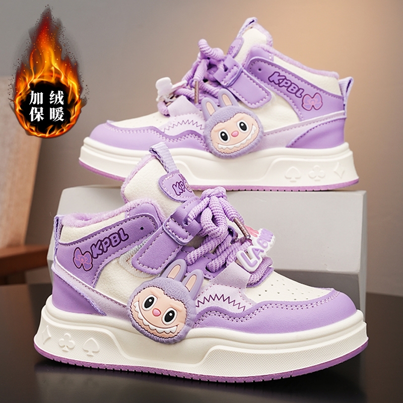 江博士拉布布女童二棉鞋冬季2025儿童运动板鞋高帮保暖加绒女孩冬